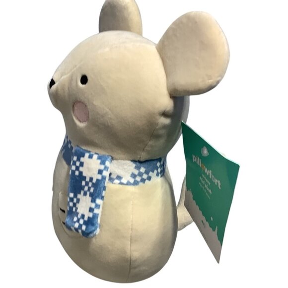 Pillowfort Mouse Plush Toy With Blue Scarf Beige Stuffed Animal - Picture 3 of 5
